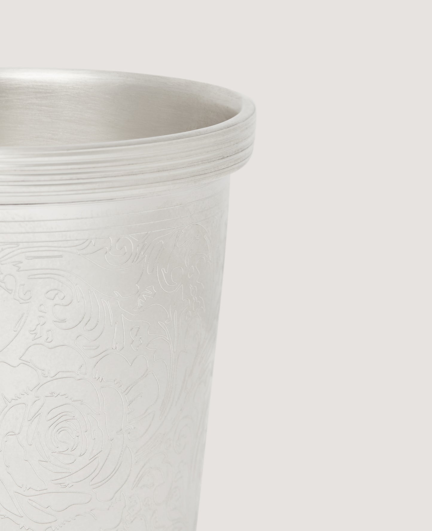 Rose and Scroll Cocktail Stick Cup in Silver