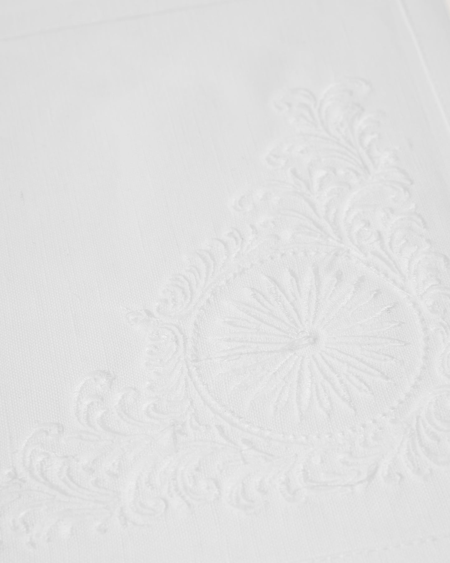 Rose and Scroll Cocktail Napkin in White