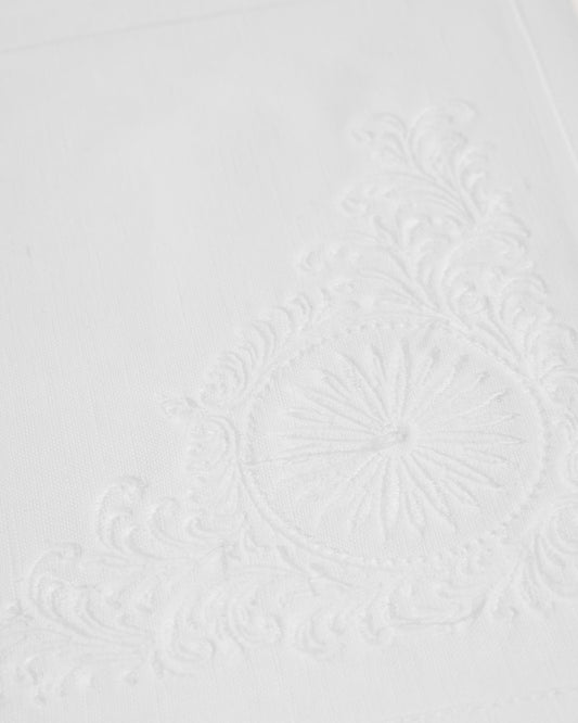 Rose and Scroll Cocktail Napkin in White