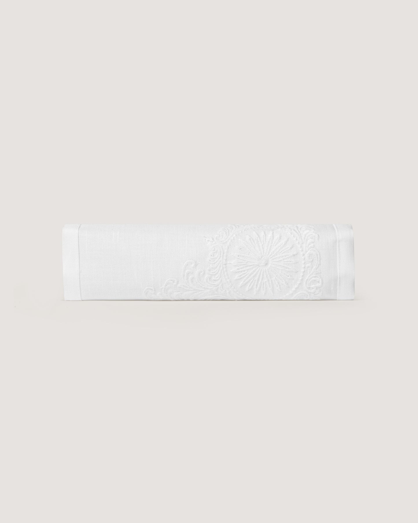 Rose and Scroll Cocktail Napkin in White