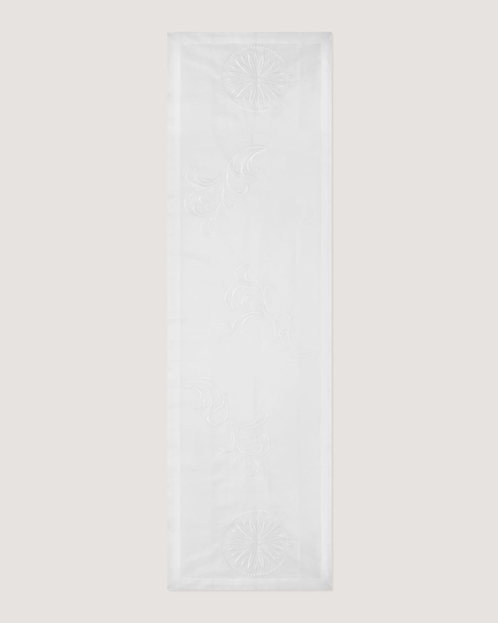 Rose and Scroll Large Table Runner in White