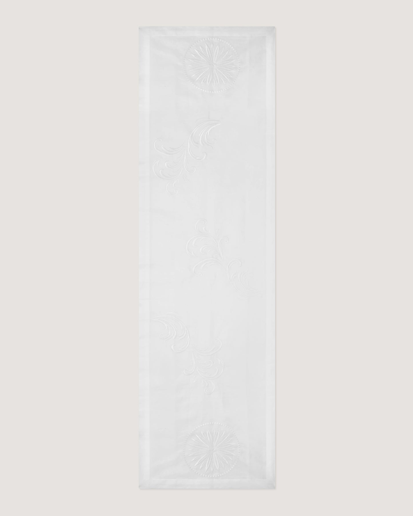 Rose and Scroll Large Table Runner in White