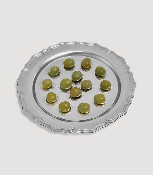 Rose and Scroll Olive Tray in Silver