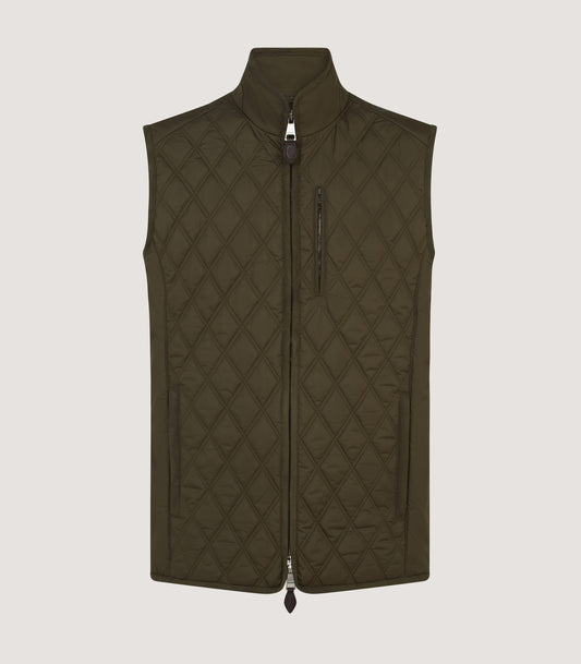 Men's Moorland Light Quilt Gilet in Dark Olive