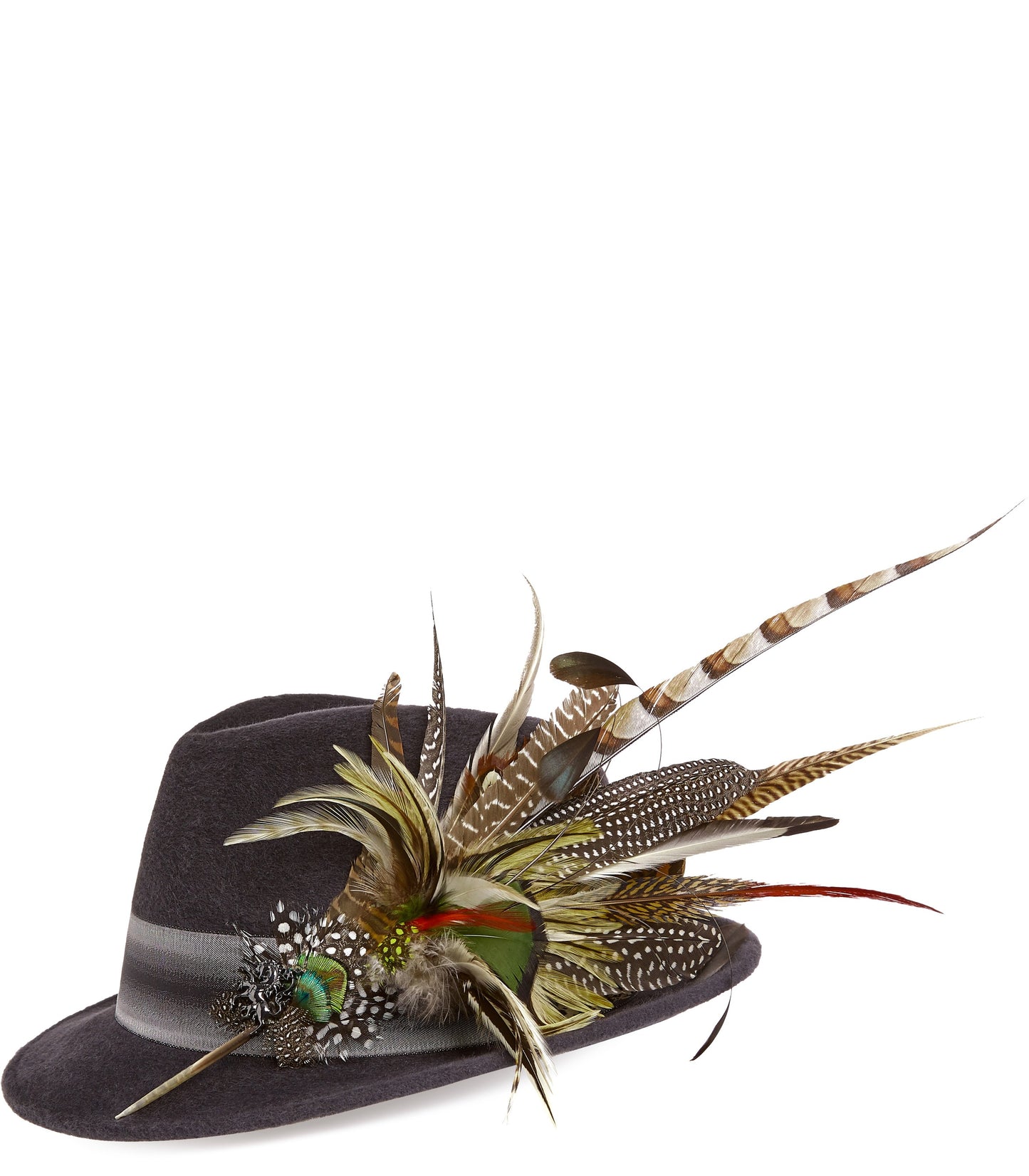 Women's Philip Treacy Feather Trilby In Charcoal