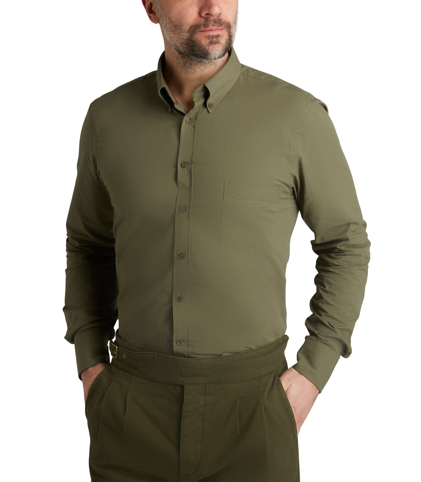 Men's Seersucker Bdc Shirt In Green