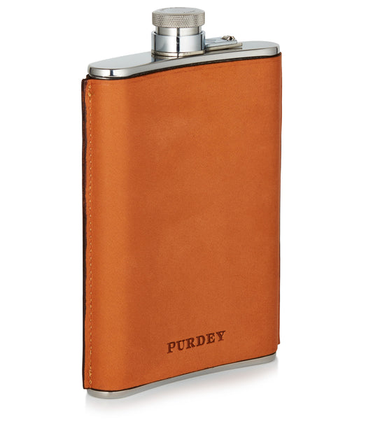 8oz Leather Flask In Tan