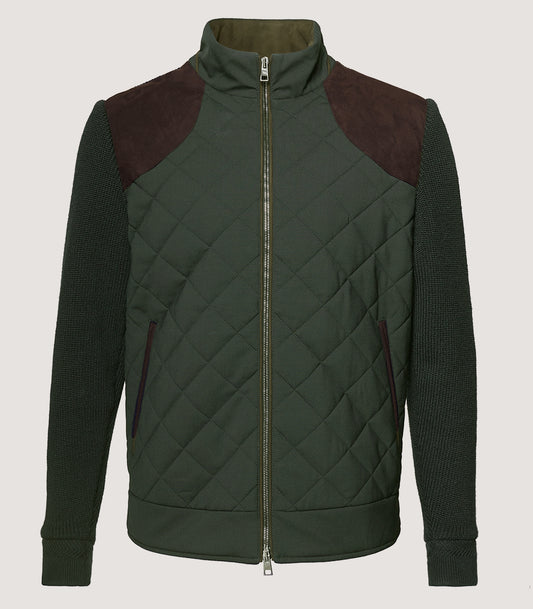 Men's Quilted Knit Jacket In Green