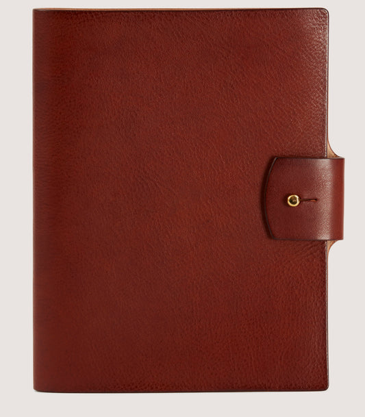 A5 Grain Leather Folio In Brown