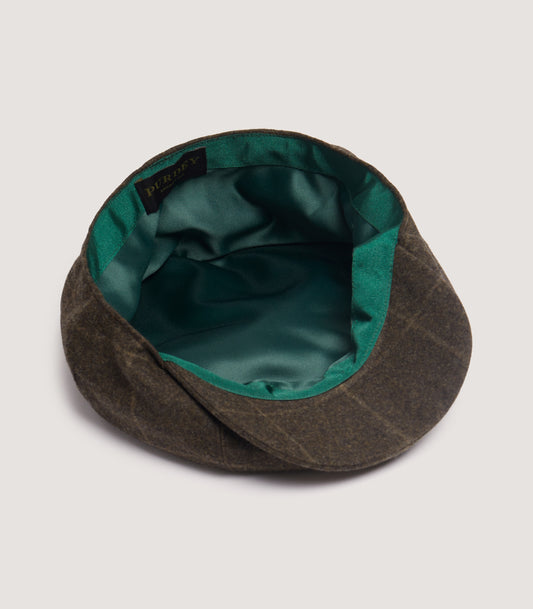 Dalby Check Loden Bakerboy Cap In Forest Green