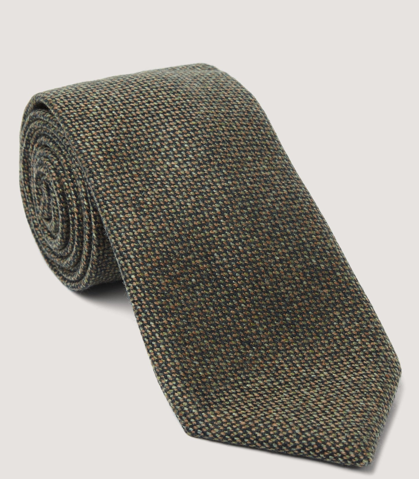 Mens 100% Cashmere Tweed Tie - Moss In Moss – Purdey