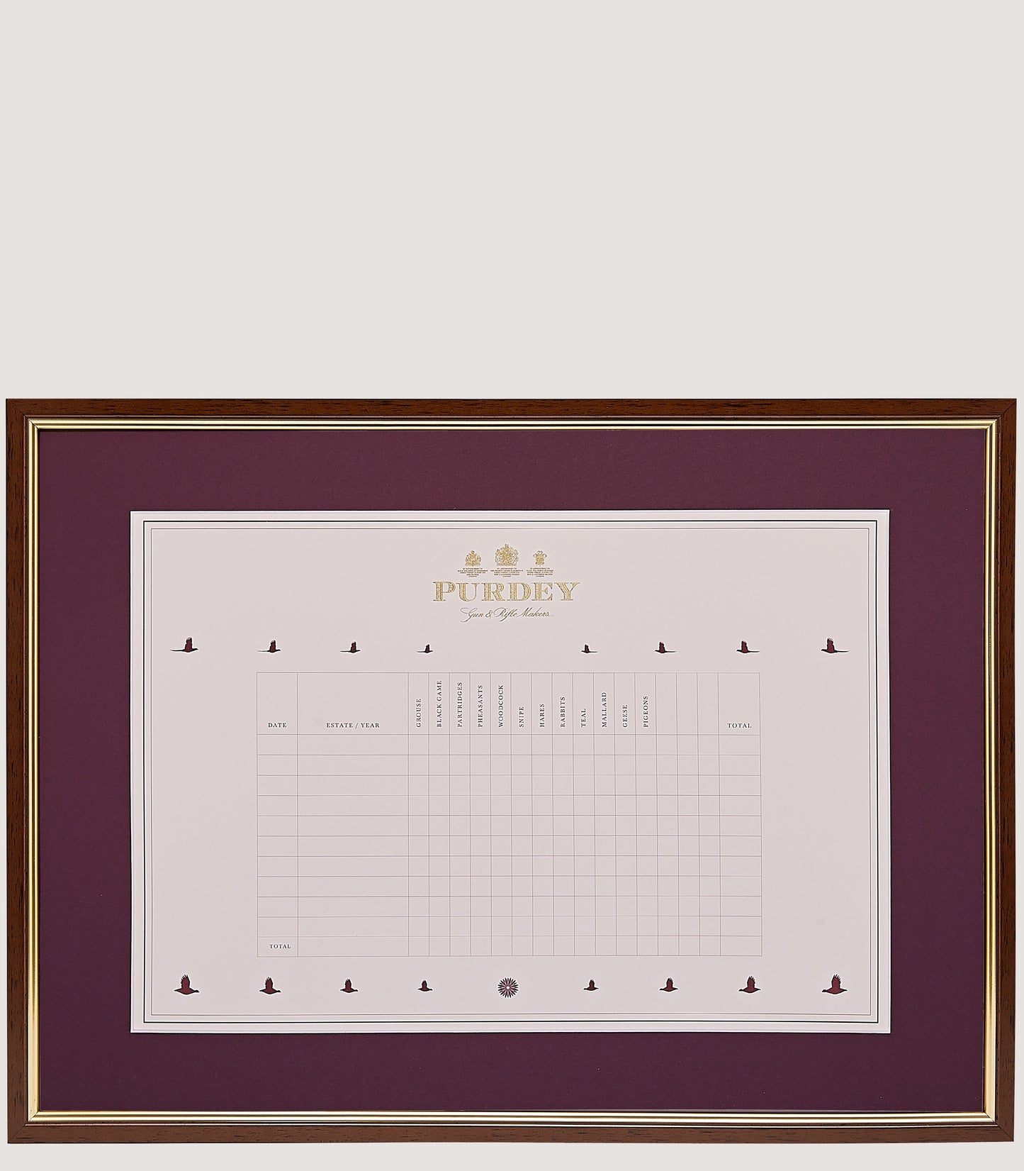 Mounted Field Sporting Record Chart In White
