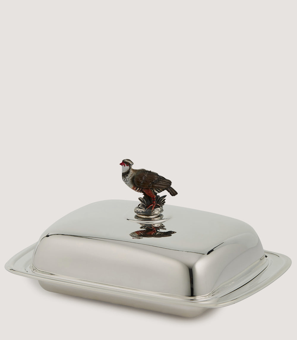 Silver Patridge Butter Tray In Silver