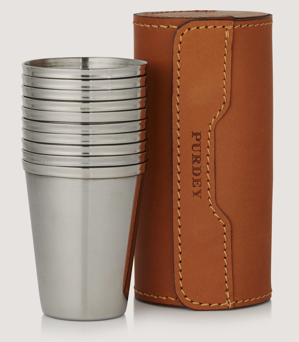 Leather Cup Set In Tan