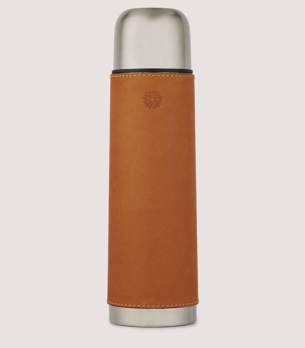 Leather Thermos Flask In Tan
